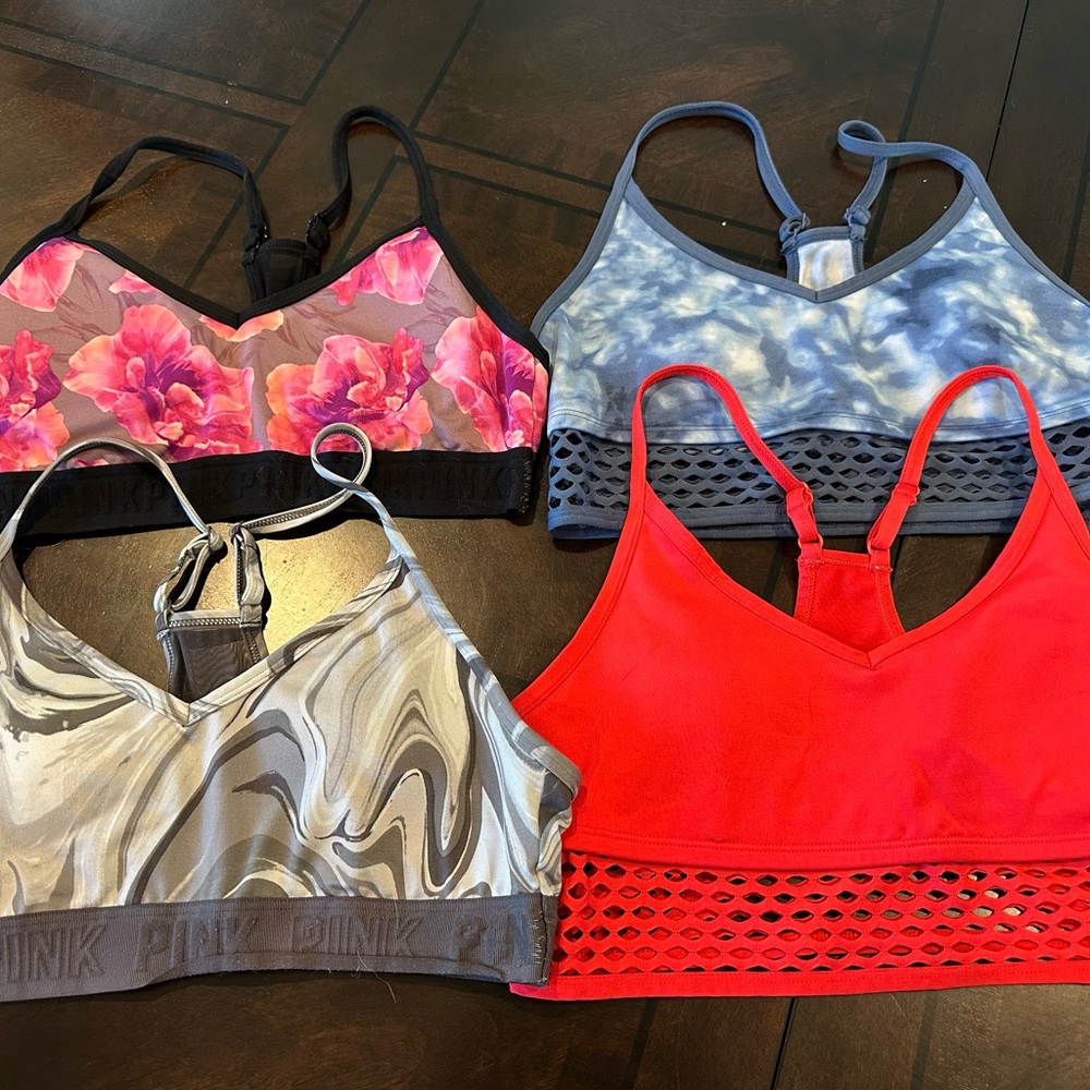 Lot of 4 PINK Victoria's Secret Pink sports bras Medium